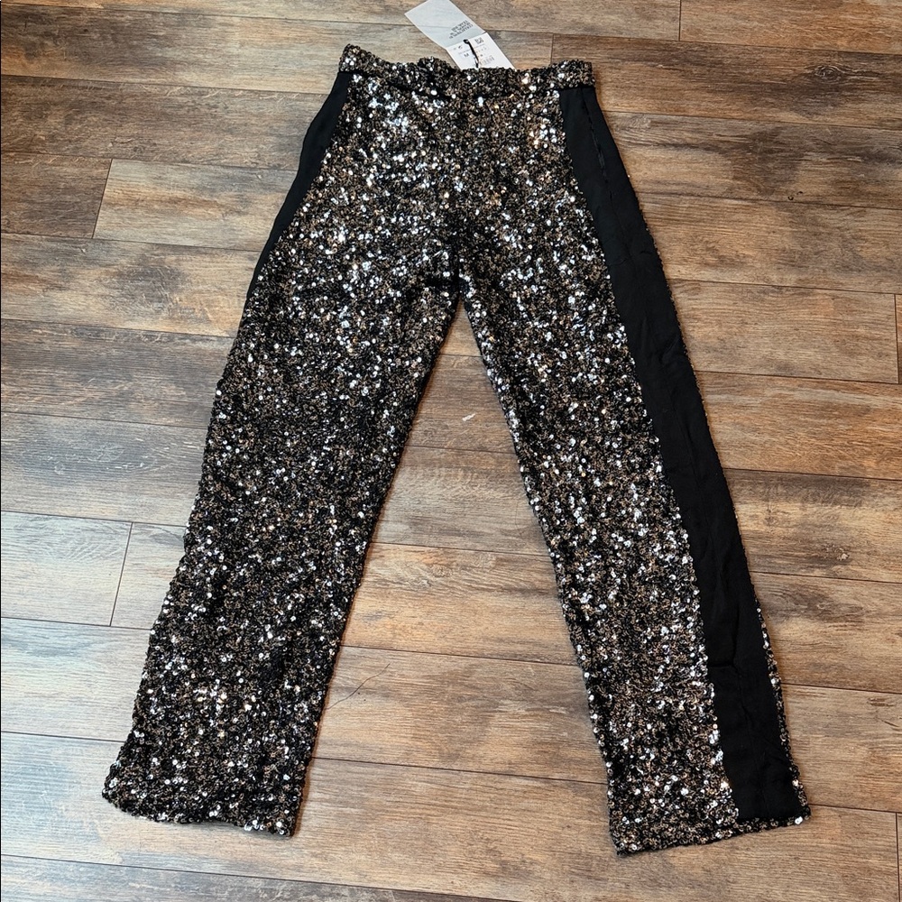 Zara Black and Silver Sequin Pants